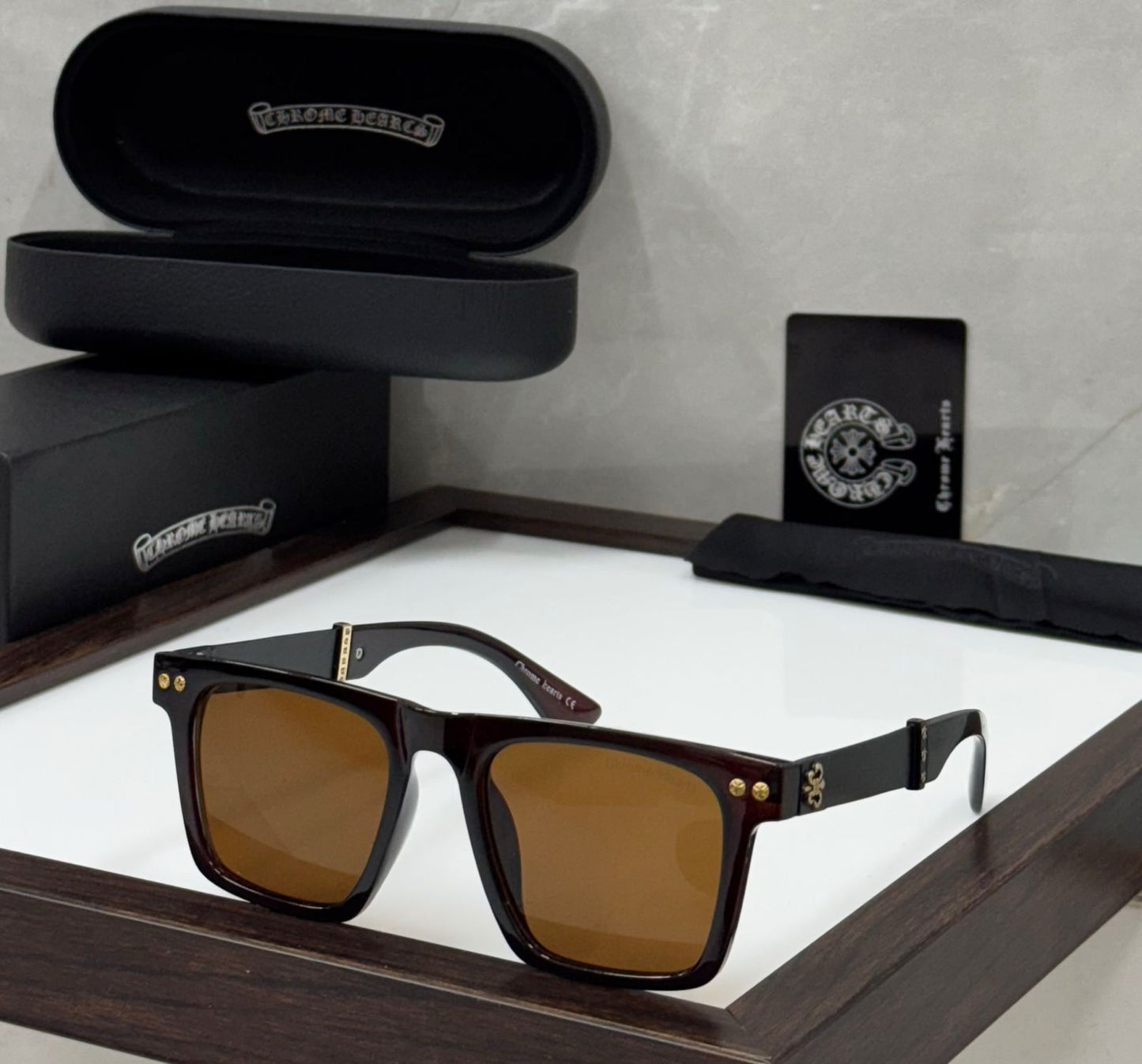 Chrome Heart-Shaped Sunglasses