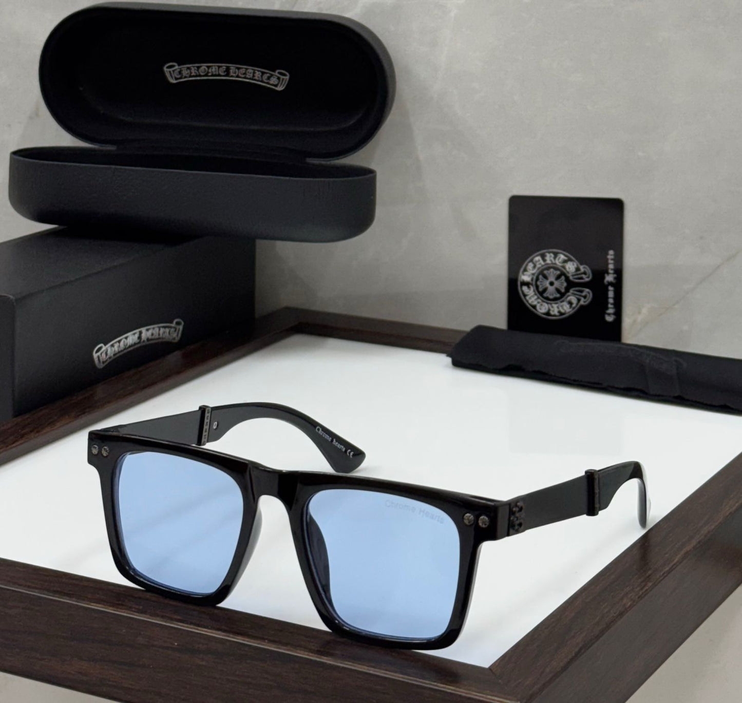 Chrome Heart-Shaped Sunglasses